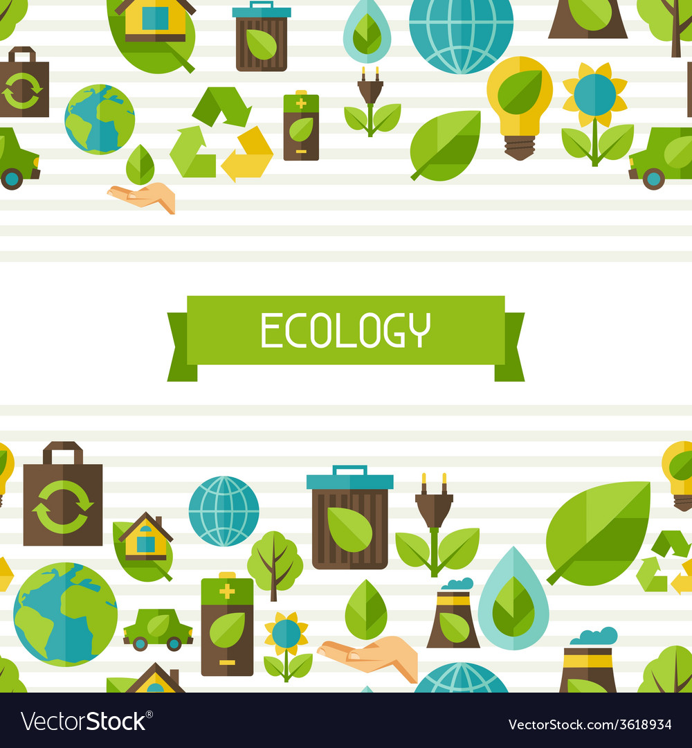 Ecology seamless pattern with environment icons