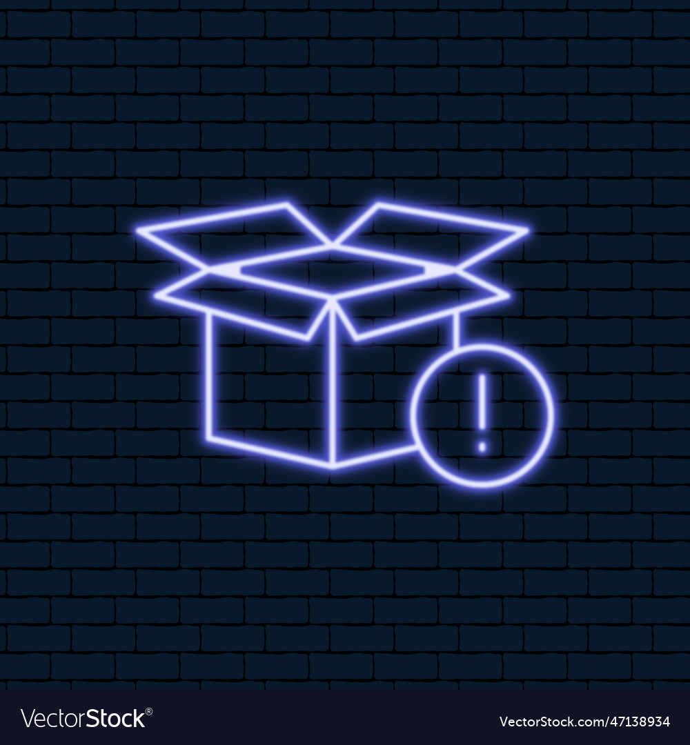 Empty box neon icon thin line from vector image Empty box neon icon thin line from