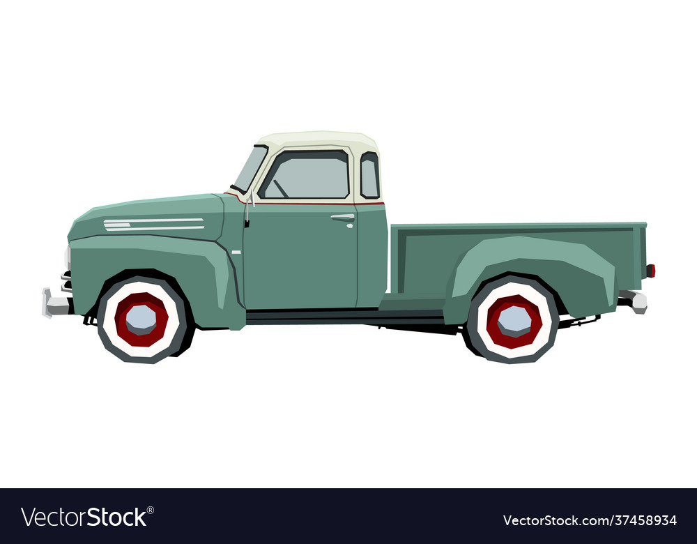 Farm retro pickup drawing off-road car Royalty Free Vector