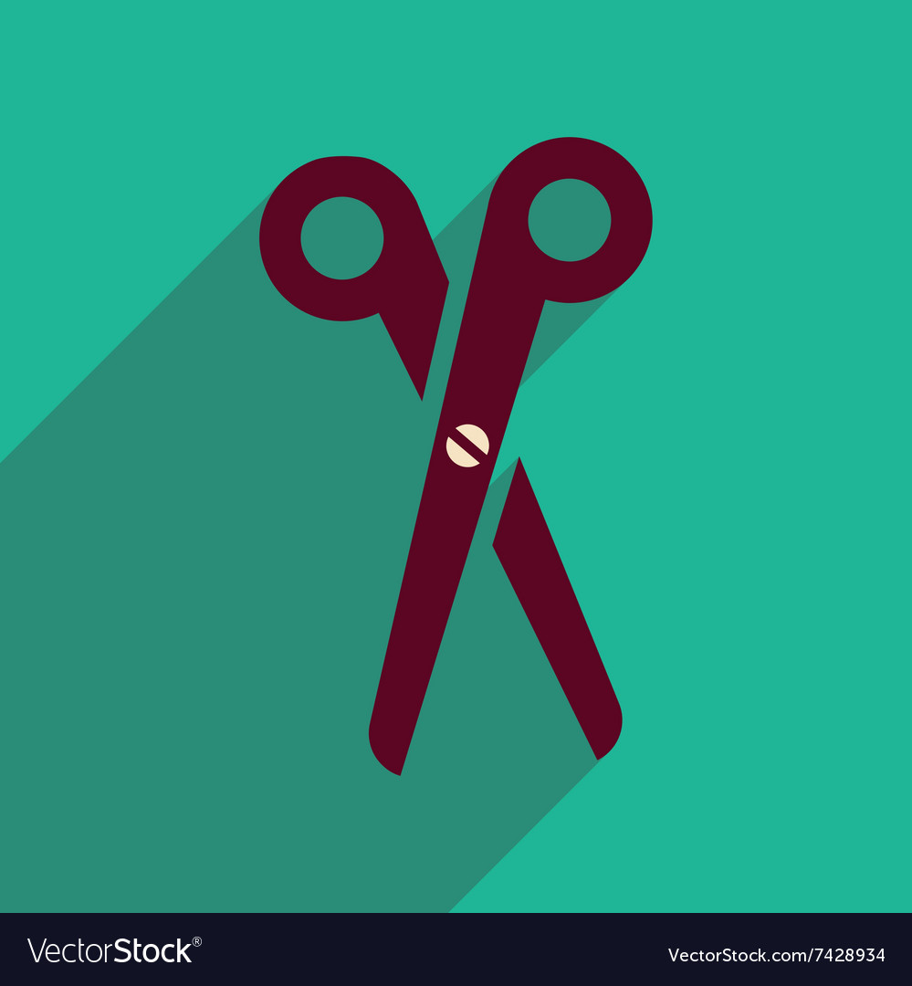 Flat icon with long shadow scissors