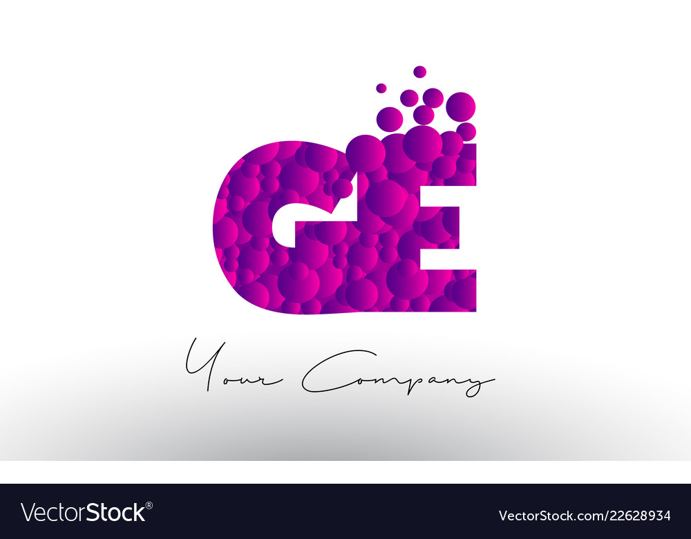 Ge g e dots letter logo with purple bubbles