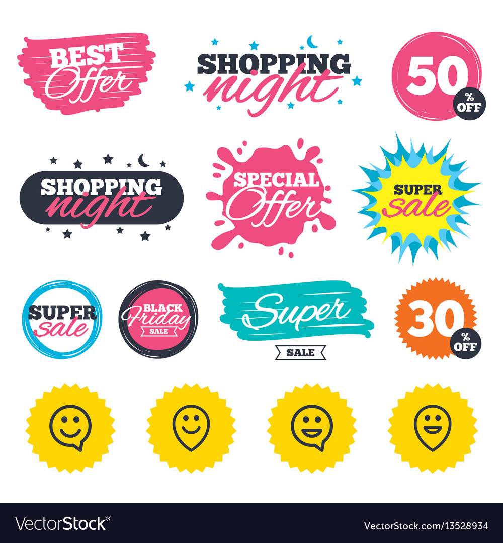 Happy face speech bubble icons pointer symbol