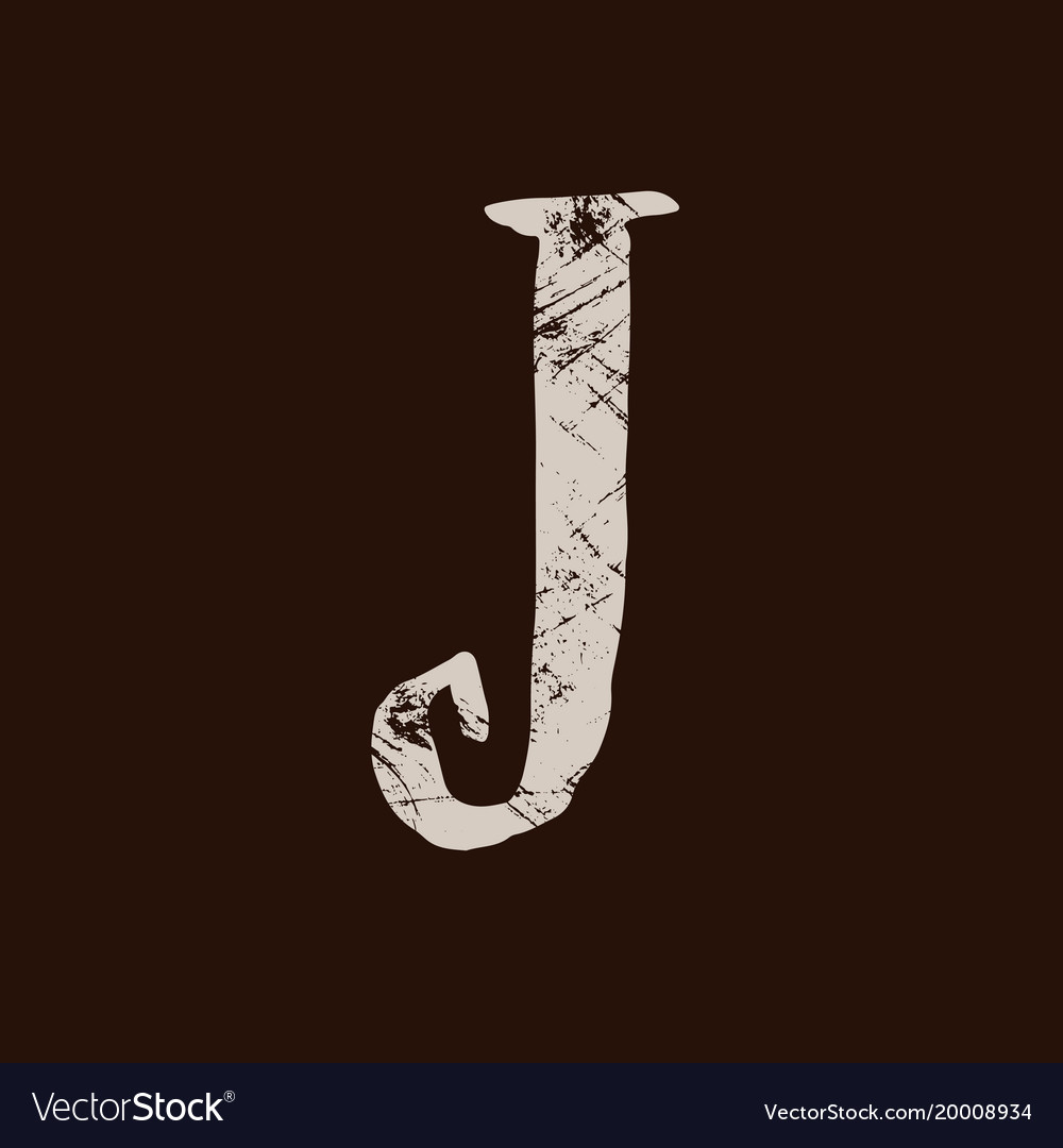 Letter j handwritten by dry brush rough strokes Vector Image