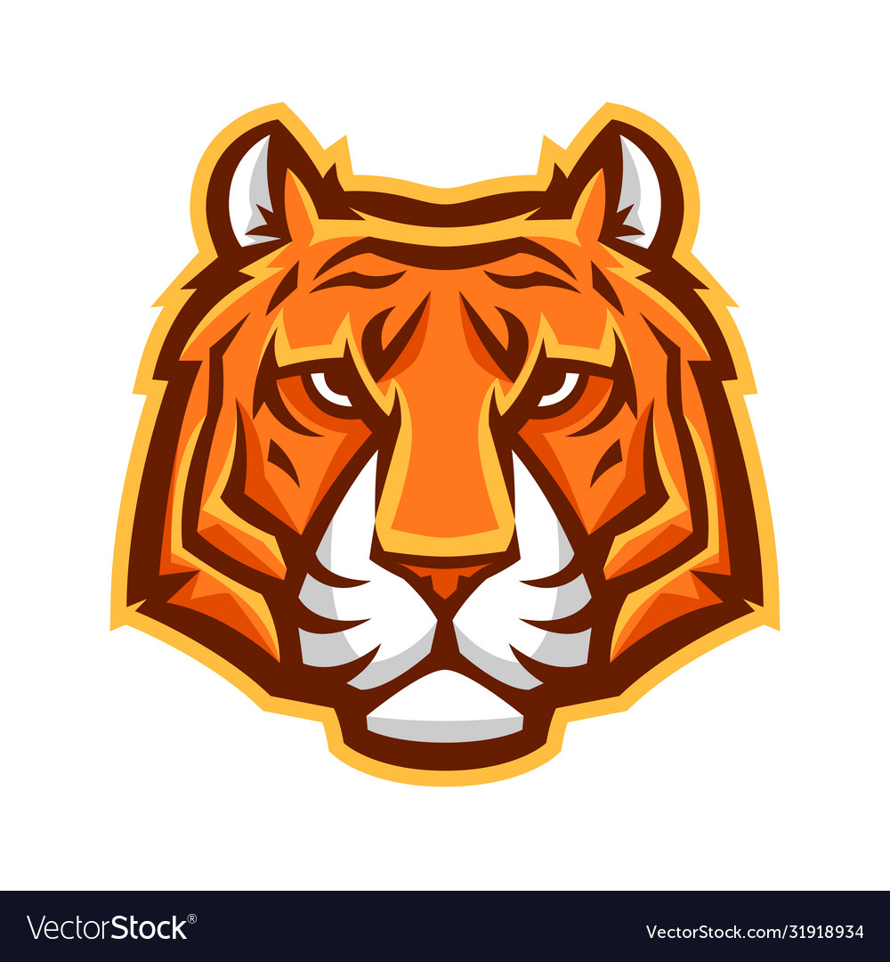 Mascot stylized tiger head Royalty Free Vector Image