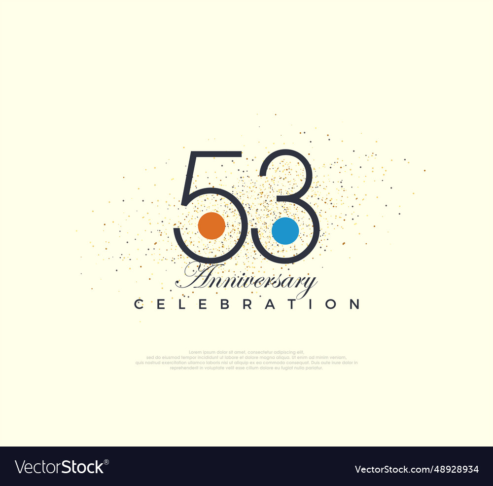 Modern and simple number design for 53rd