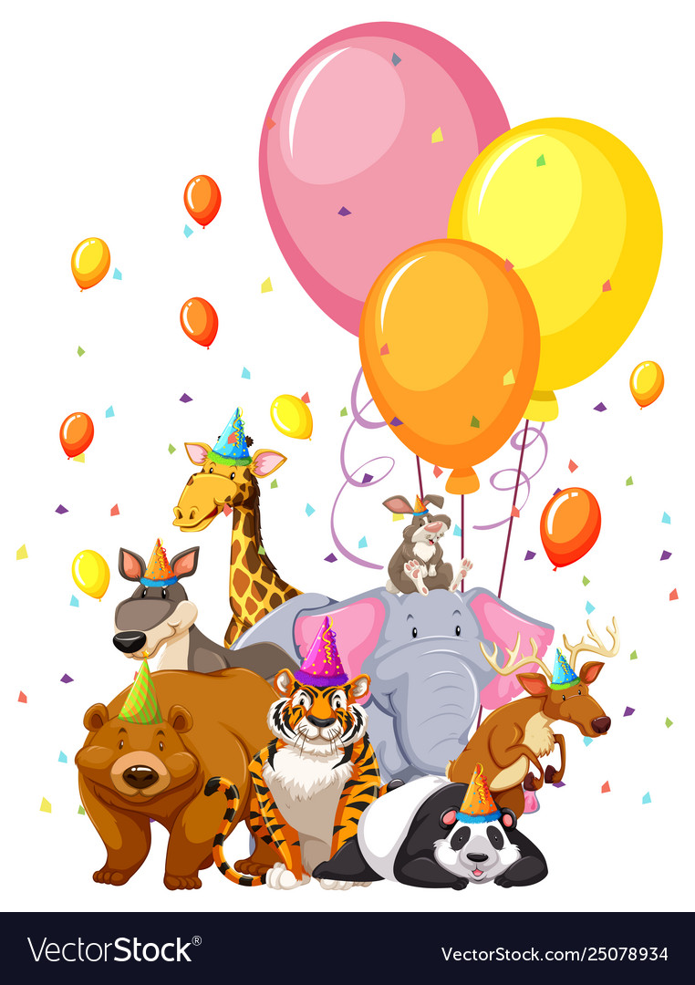 Set birthday animals Royalty Free Vector Image