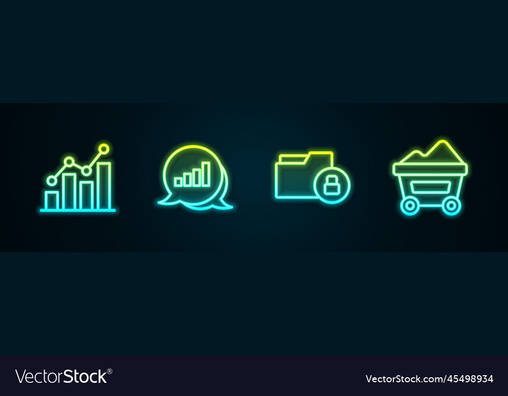 Set line pie chart infographic folder and lock vector image Set line pie chart infographic folder and lock