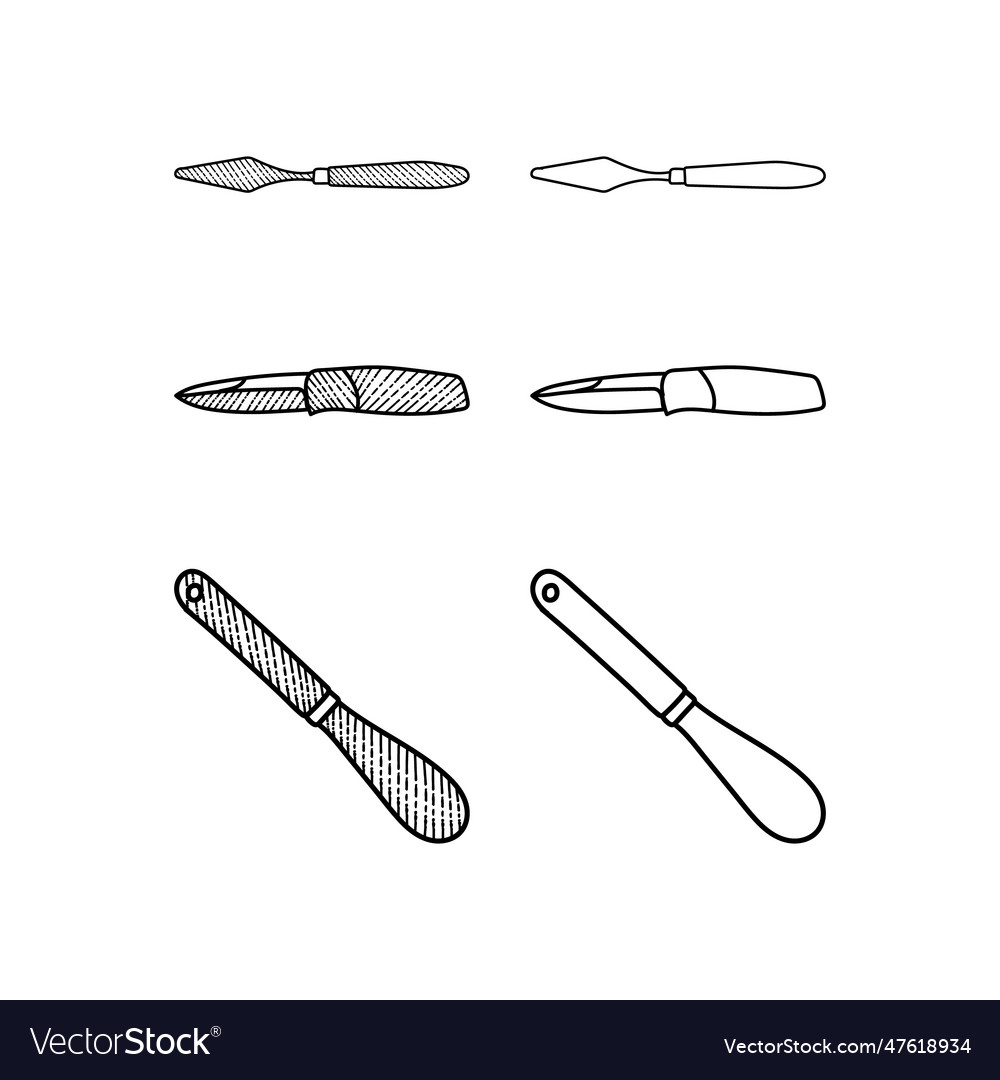 Set von Messer Icon Linie Kunst Design Umriss