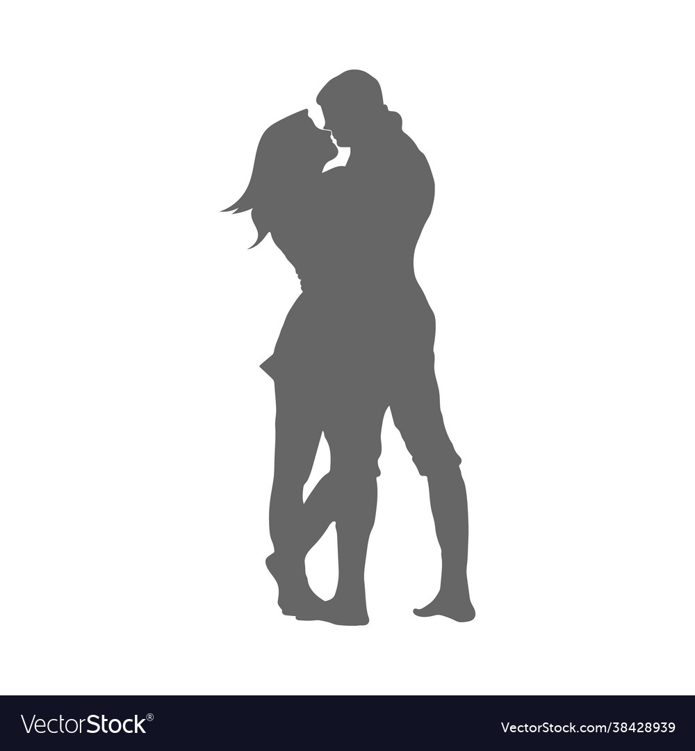 A filled silhouette couple in love