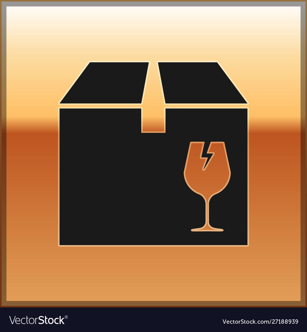 Black delivery package box with fragile content Vector Image Black delivery package box with fragile content