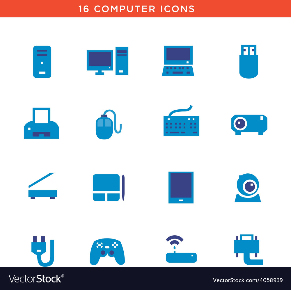 Blue computers device icons