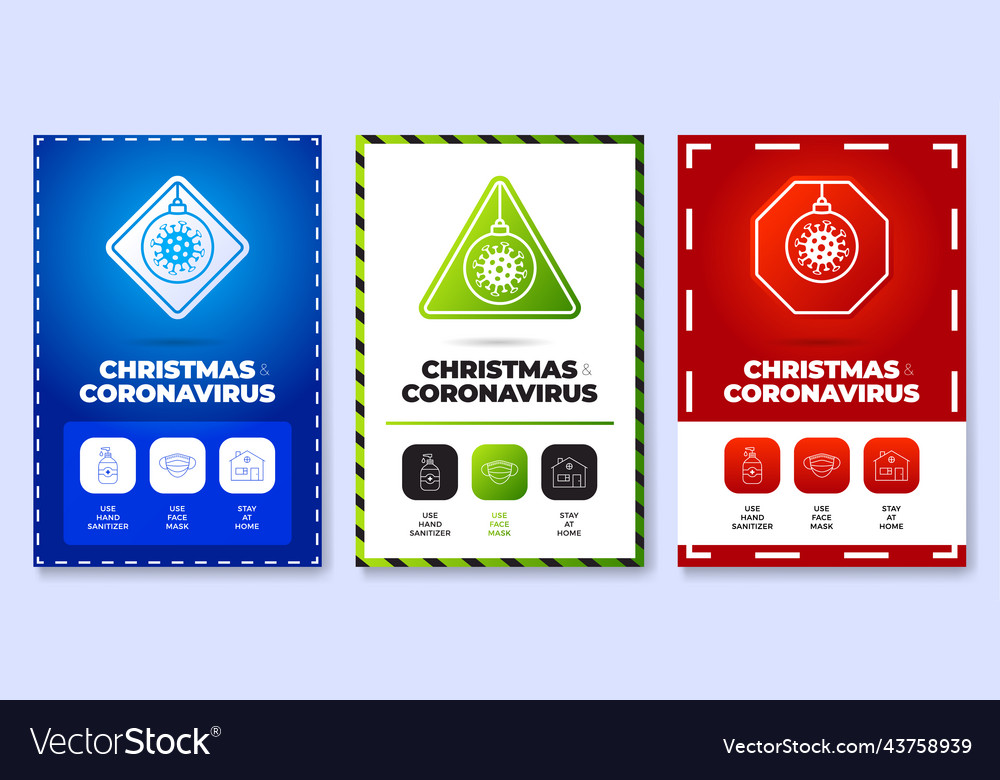 Christmas coronavirus all in one icon poster set
