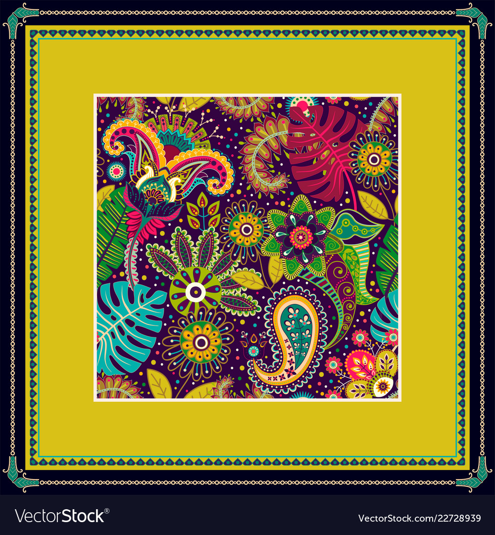 Decorative frame with pattern color print vector image Decorative frame with pattern color print