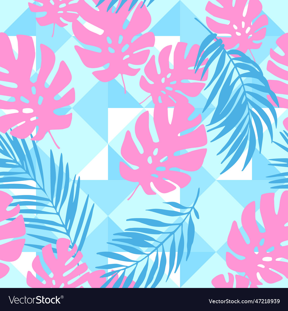 Exotic leaves on geometrical rhombus background Vector Image Exotic leaves on geometrical rhombus background