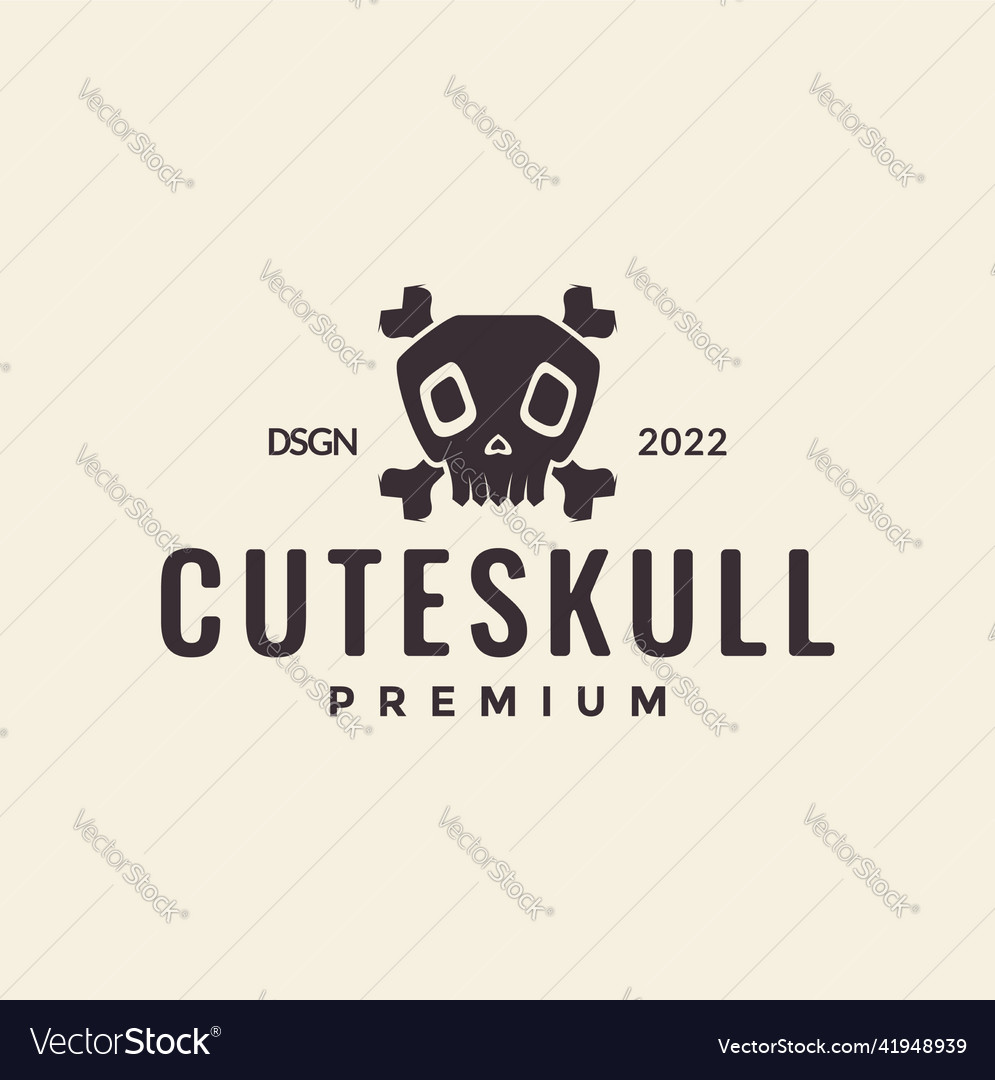 Hipster crossbones with skull logo design graphic