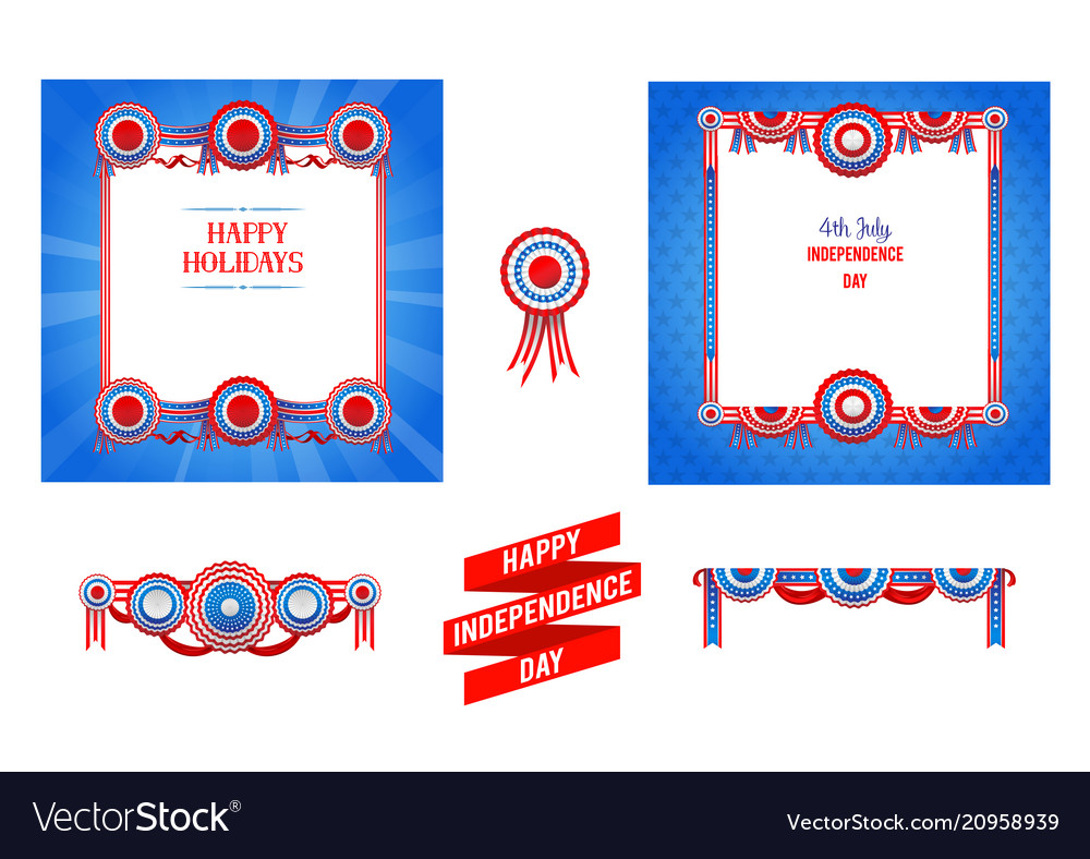 Independence day design set vector image Independence day design set