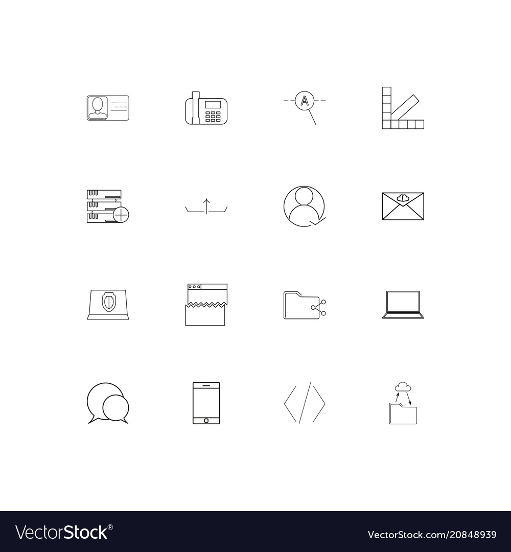 Internet technologies linear thin icons set