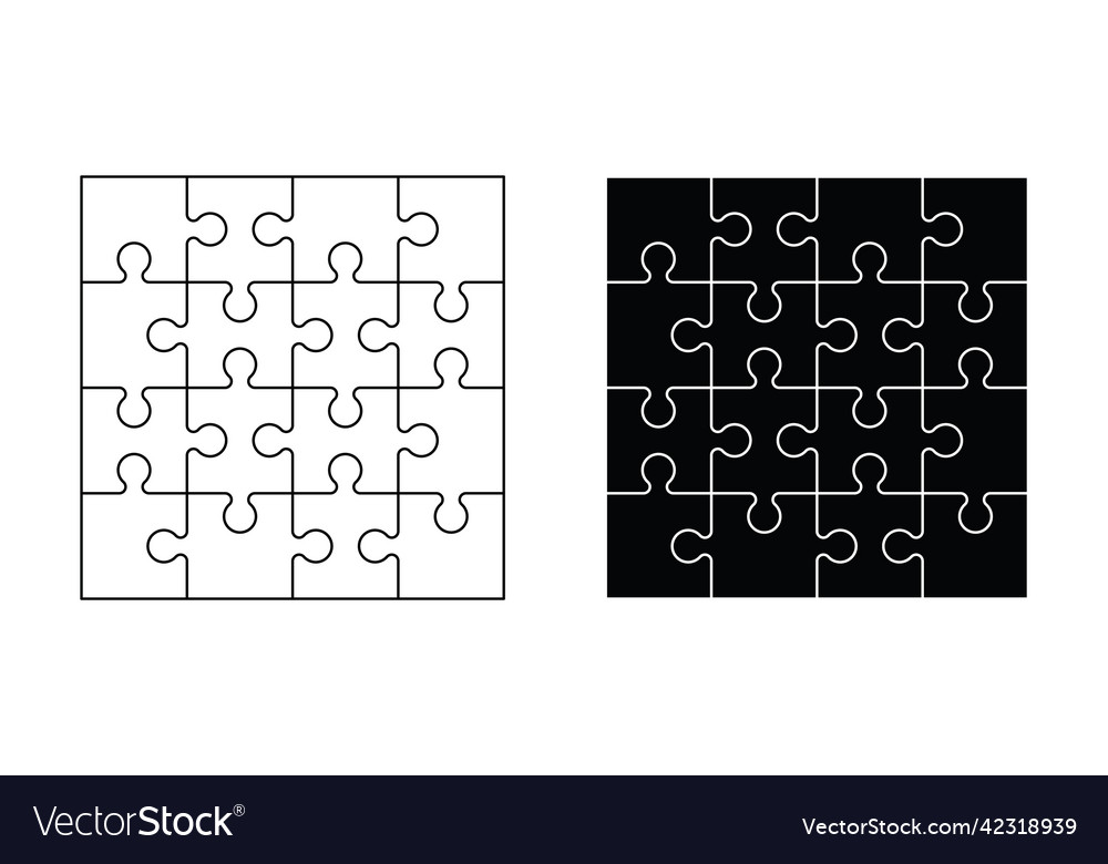 Jigsaw puzzle pieces connection line pattern vector image Jigsaw puzzle pieces connection line pattern