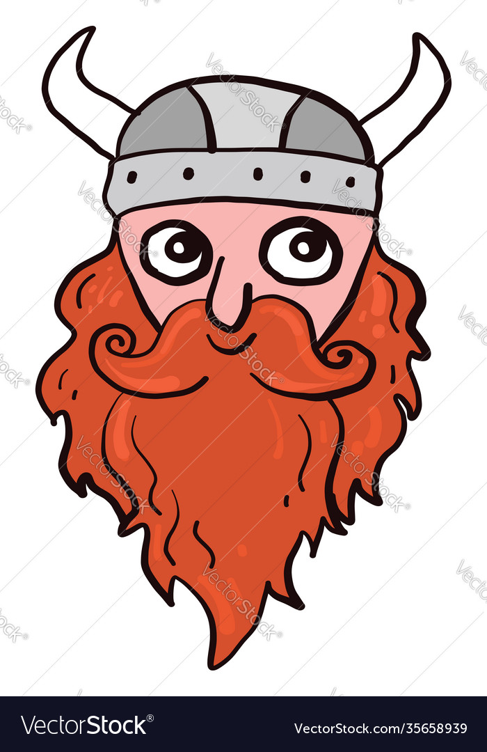 Long bearded viking on white background Royalty Free Vector