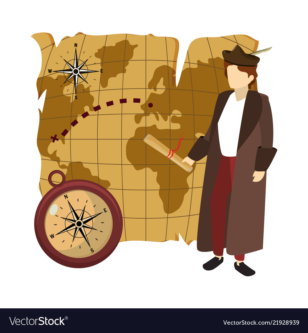 Man christopher with compass and global map