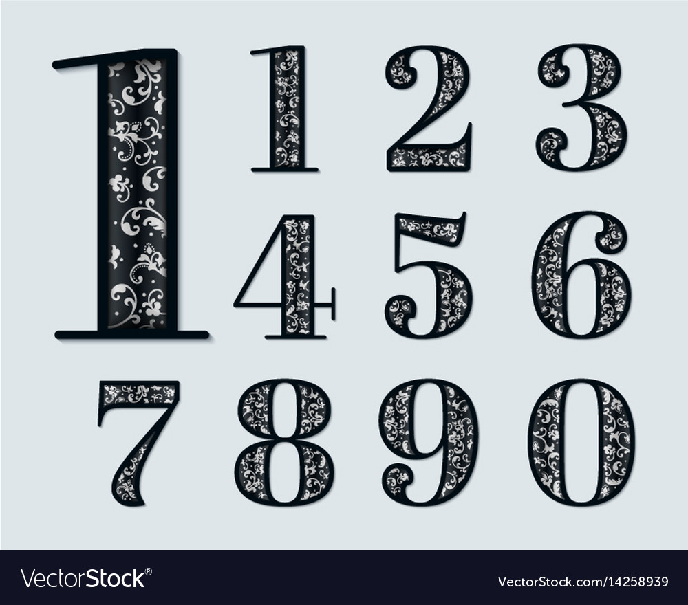 Numbers with elegant floral Royalty Free Vector Image