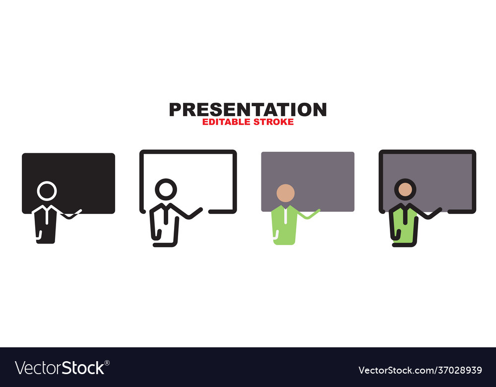 Presentation icon set with different styles vector image Presentation icon set with different styles
