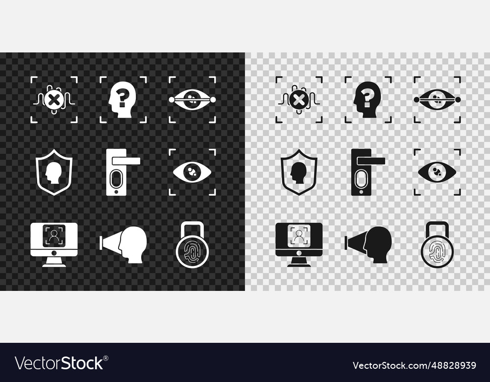 Set rejection voice recognition face eye scan Vector Image Set rejection voice recognition face eye scan