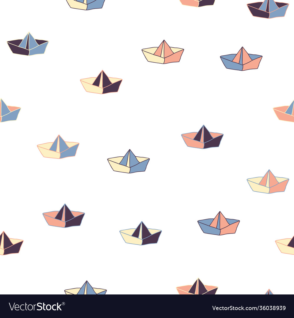Simple paper boat doodle repeat pattern