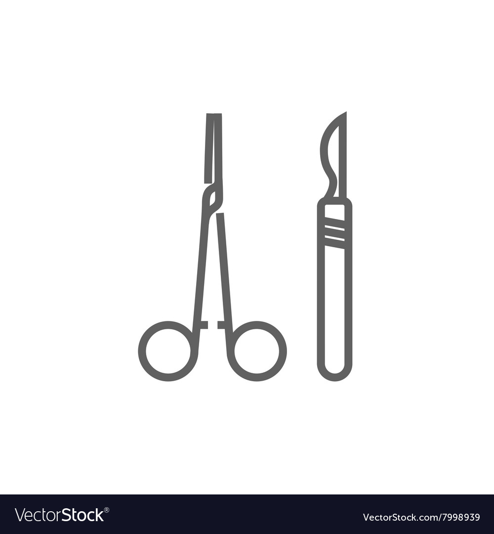 Surgical instruments line icon