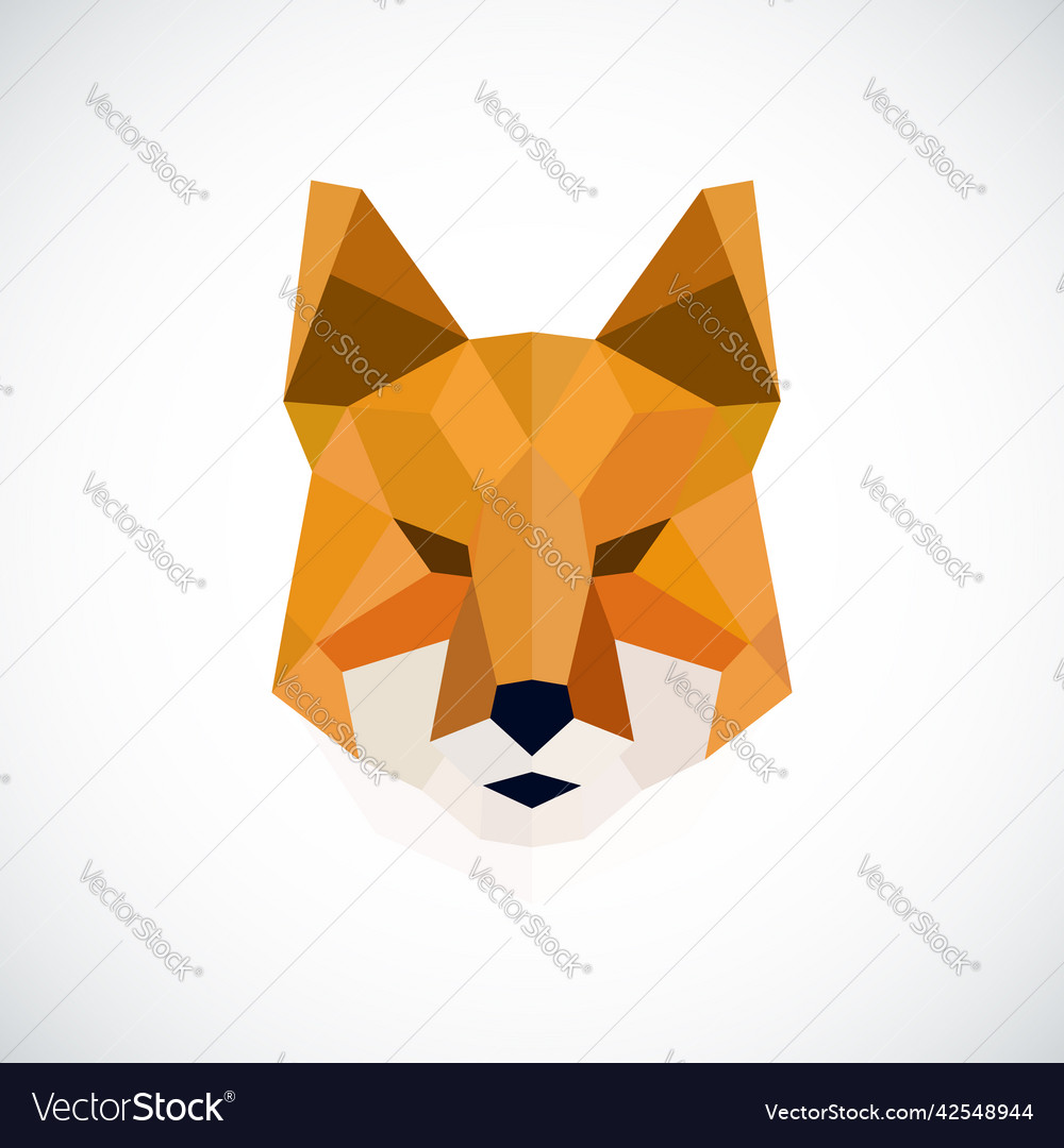 Abstract polygonal head of fox low poly red Vector Image Abstract polygonal head of fox low poly red