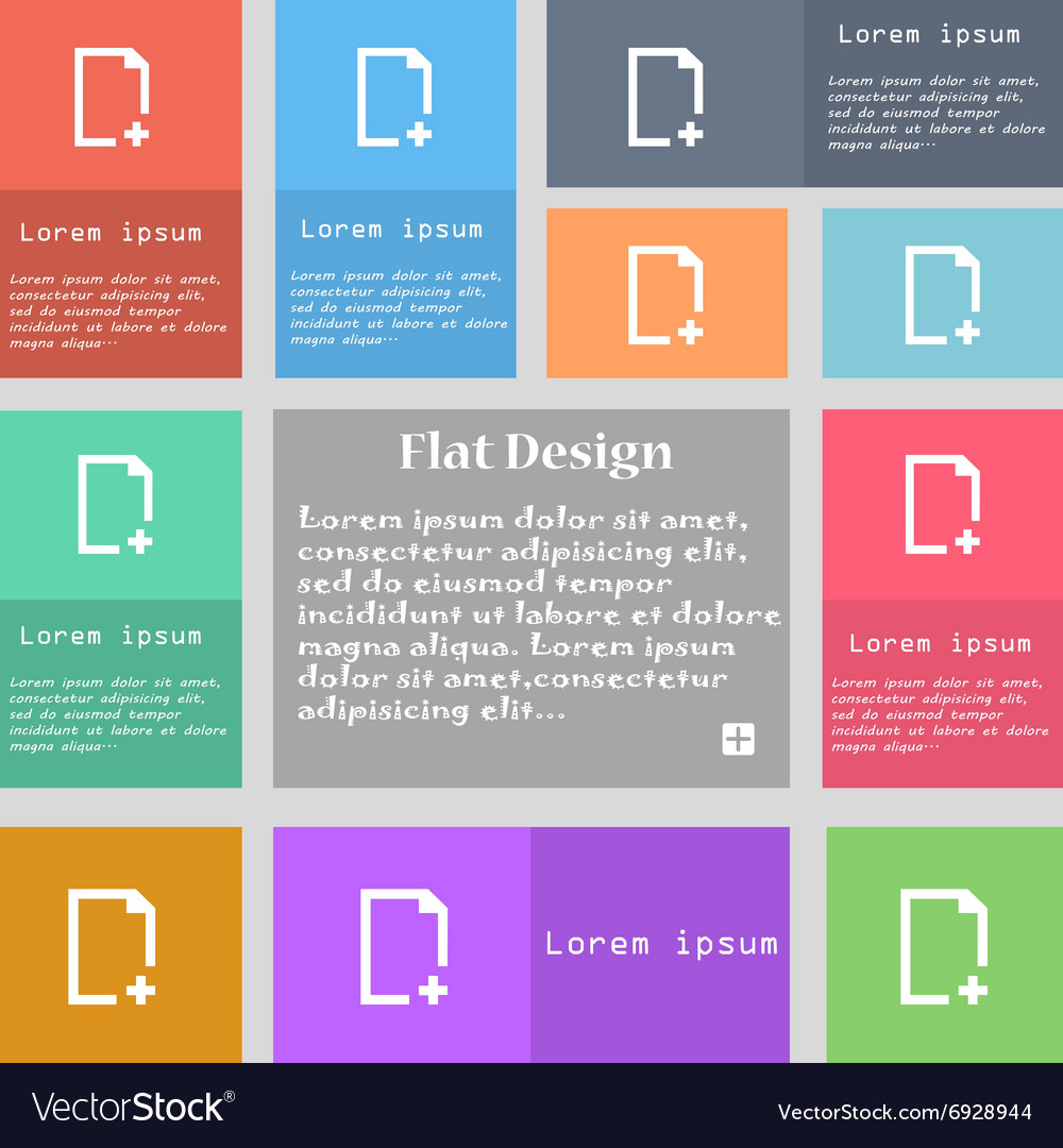 Add file icon sign set of multicolored buttons