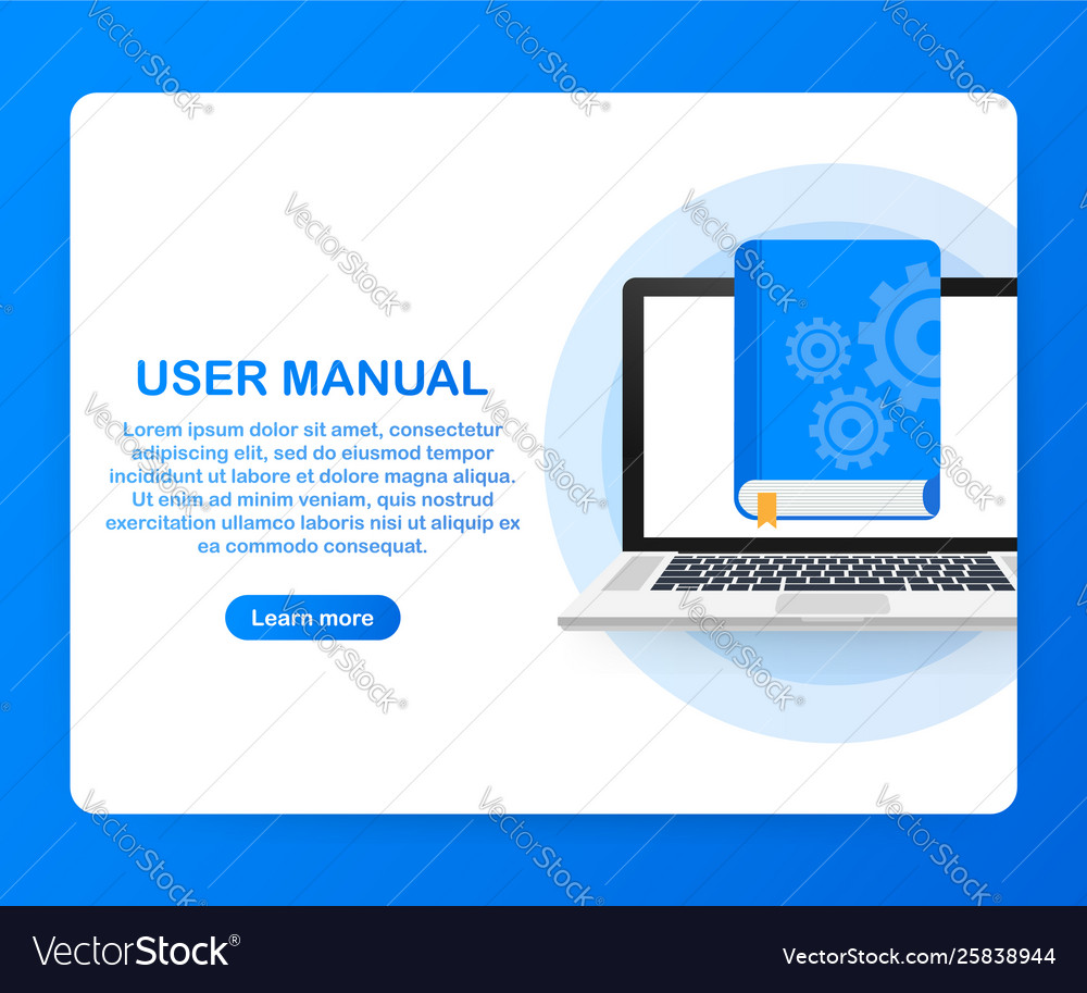 Concept user manual book for web page banner