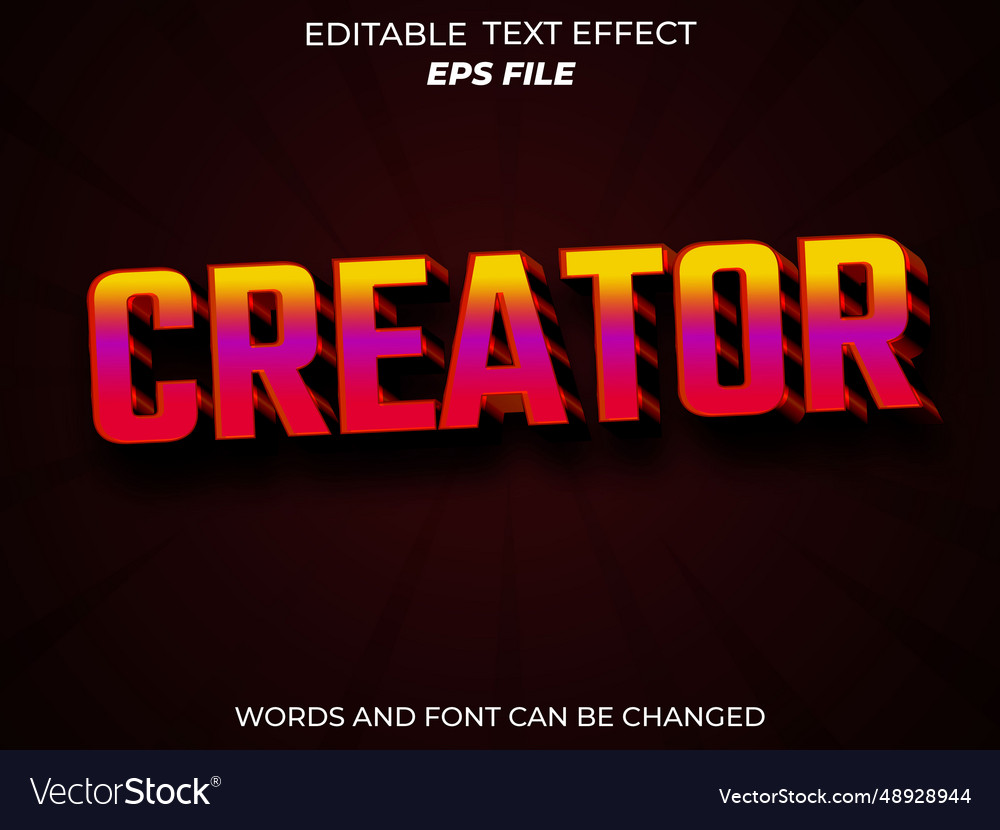 Creator text effect font editable typography 3d