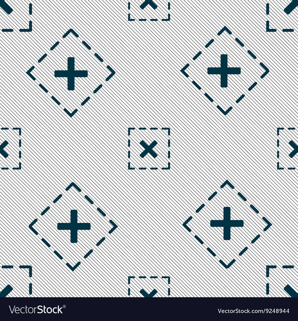 Cross in square icon sign seamless pattern