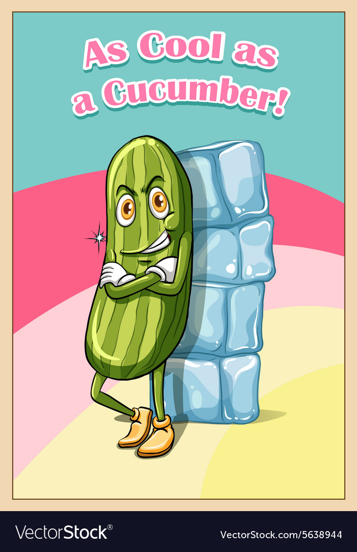 Cucumber leaning against ice Royalty Free Vector Image