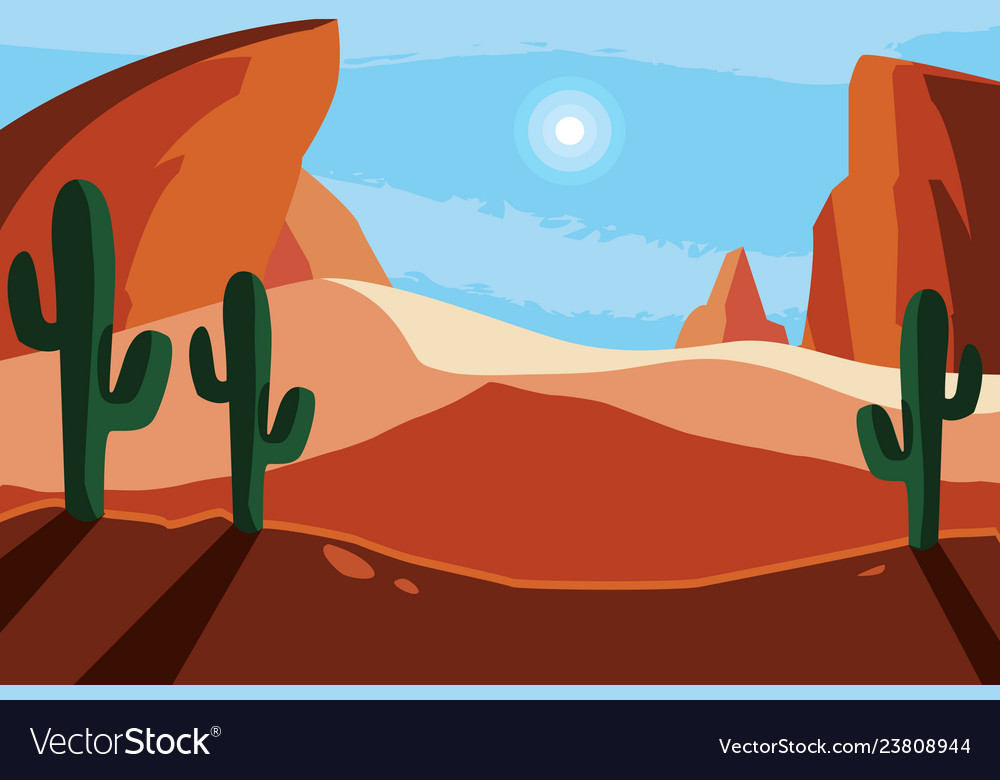 Desert landscape scene icon