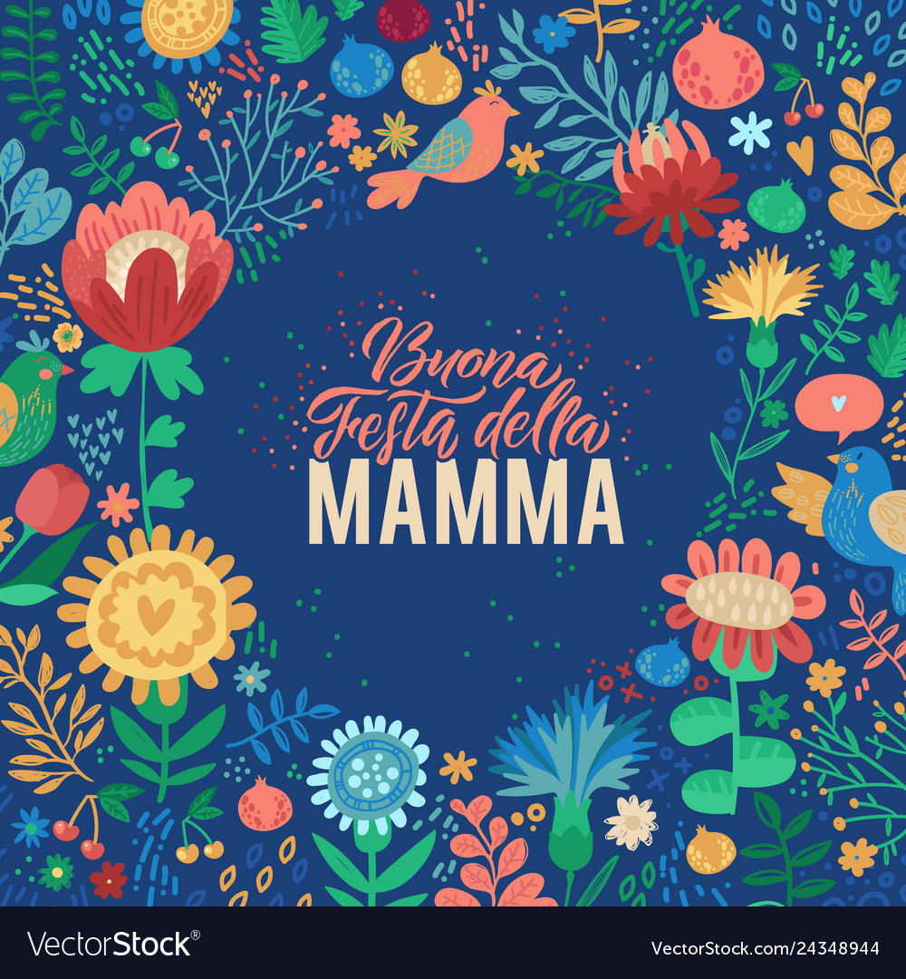 Happy mothers day italian design on floral Vector Image