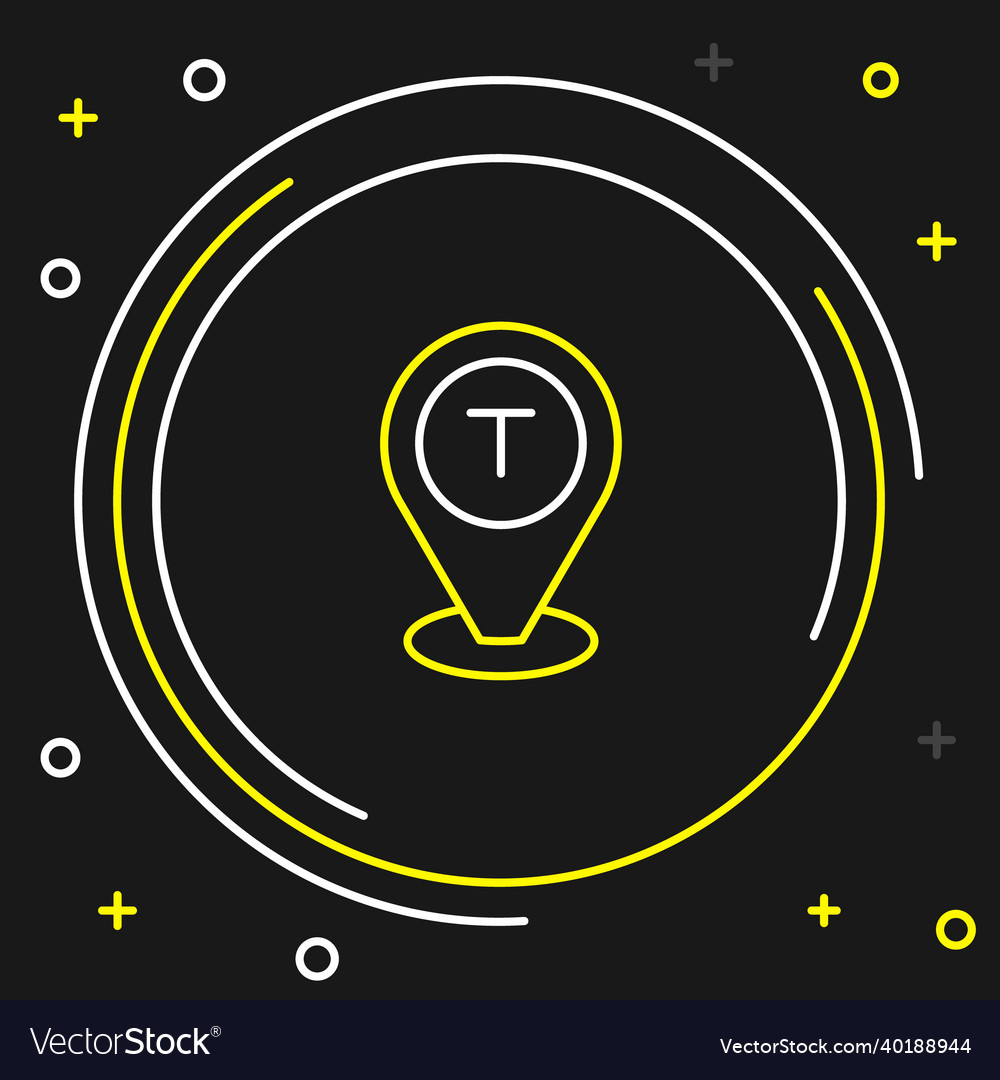 Line map pointer with taxi car icon isolated vector image Line map pointer with taxi car icon isolated