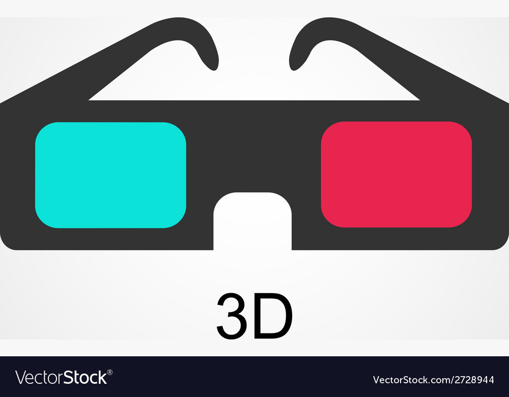 Modern 3D cinema glasses flat design Royalty Free Vector