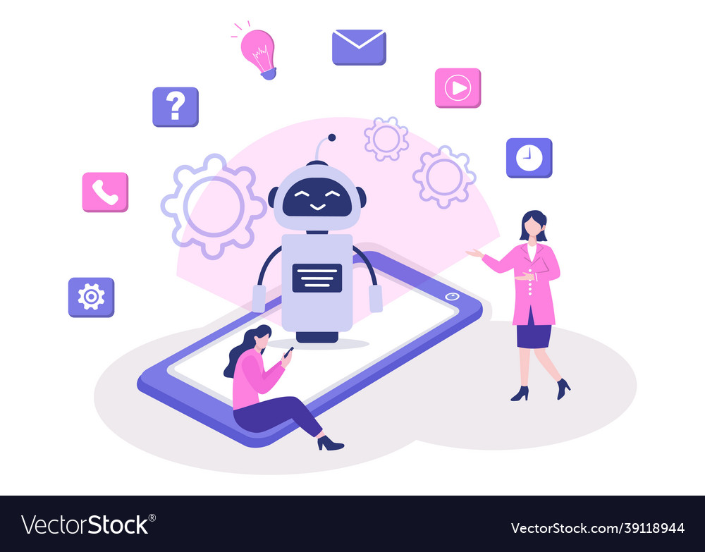 Robot virtual assistance or chatbot background Vector Image Robot virtual assistance or chatbot background