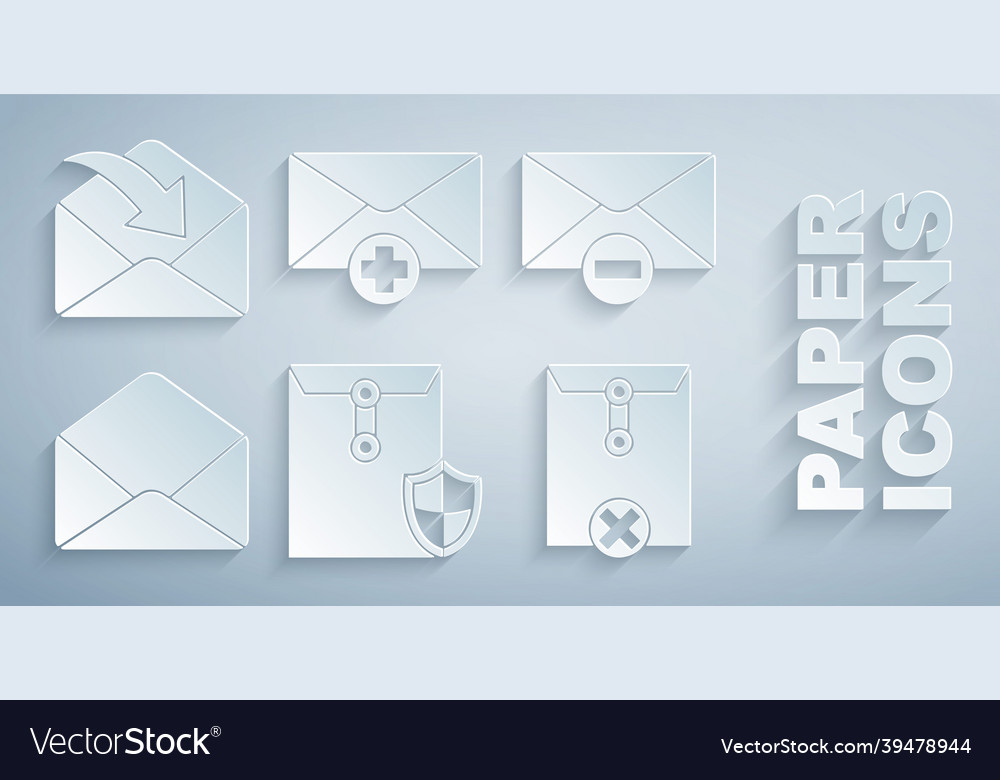 Set envelope with shield delete vector image Set envelope with shield delete