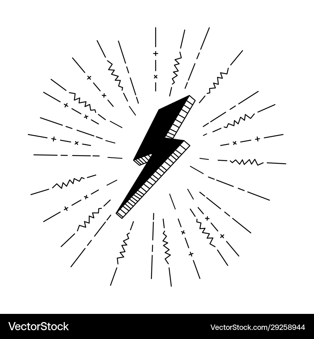 Set lightning bolt thunderbolt strike Royalty Free Vector