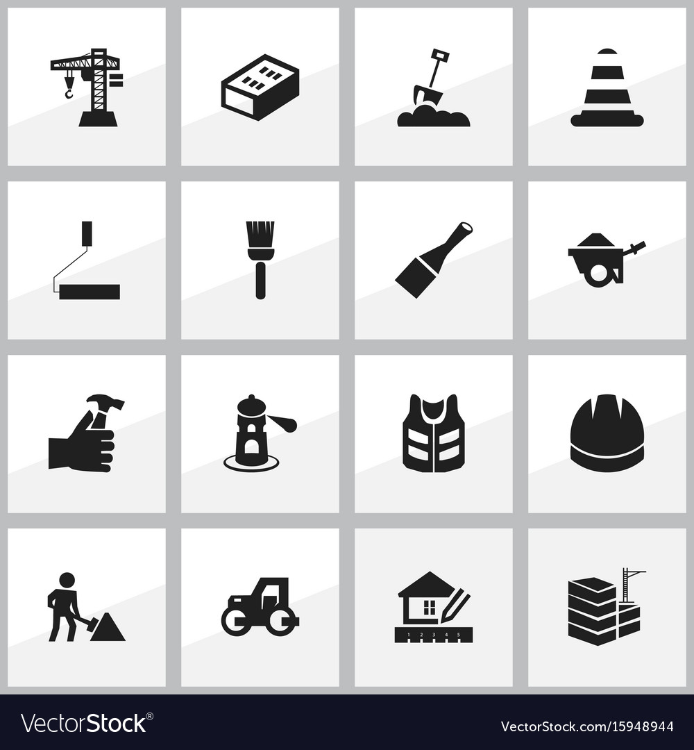 Set of 16 editable structure icons includes