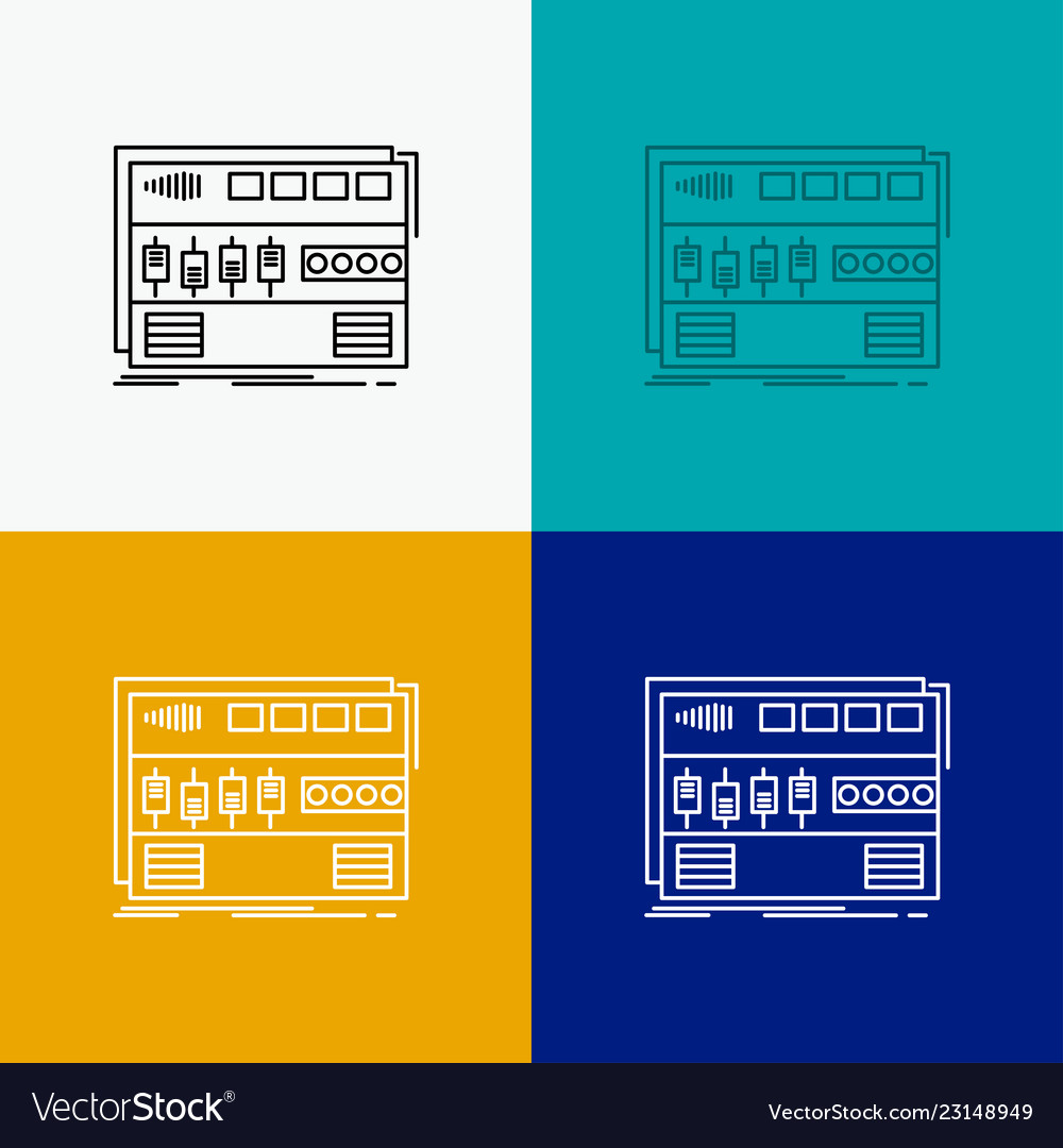 Audio mastering module rackmount sound icon over vector image Audio mastering module rackmount sound icon over