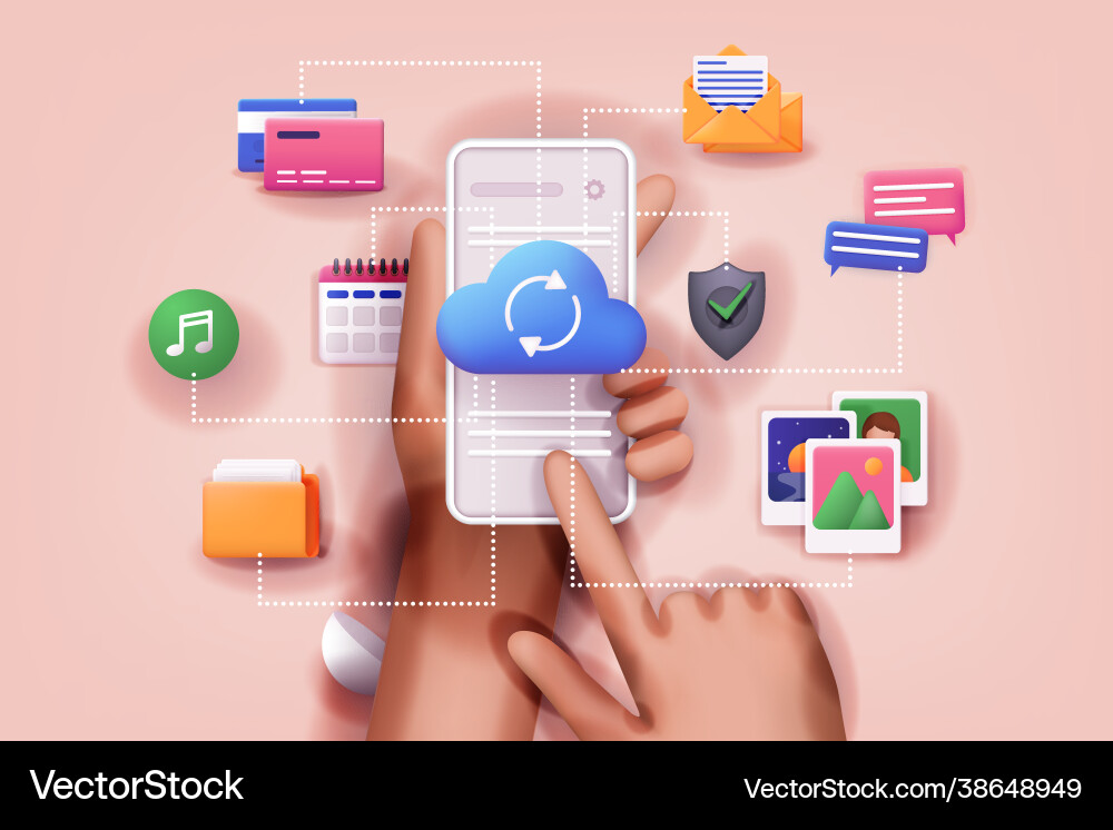 Cloud computing upload and download data online Vector Image