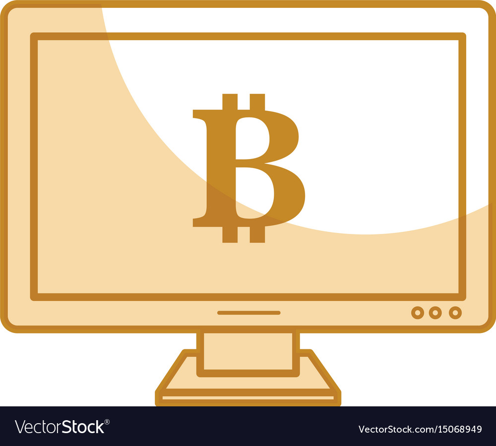 Computer with bitcoin symbol