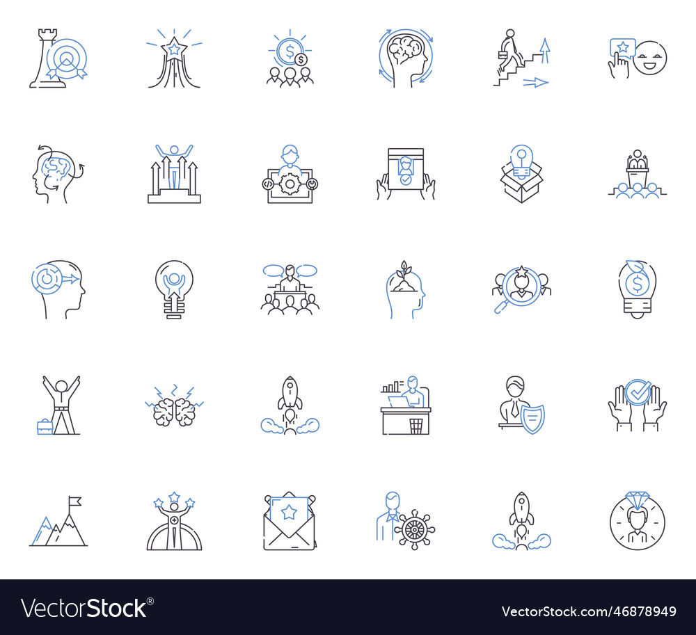 Direction skills line icons collection navigation