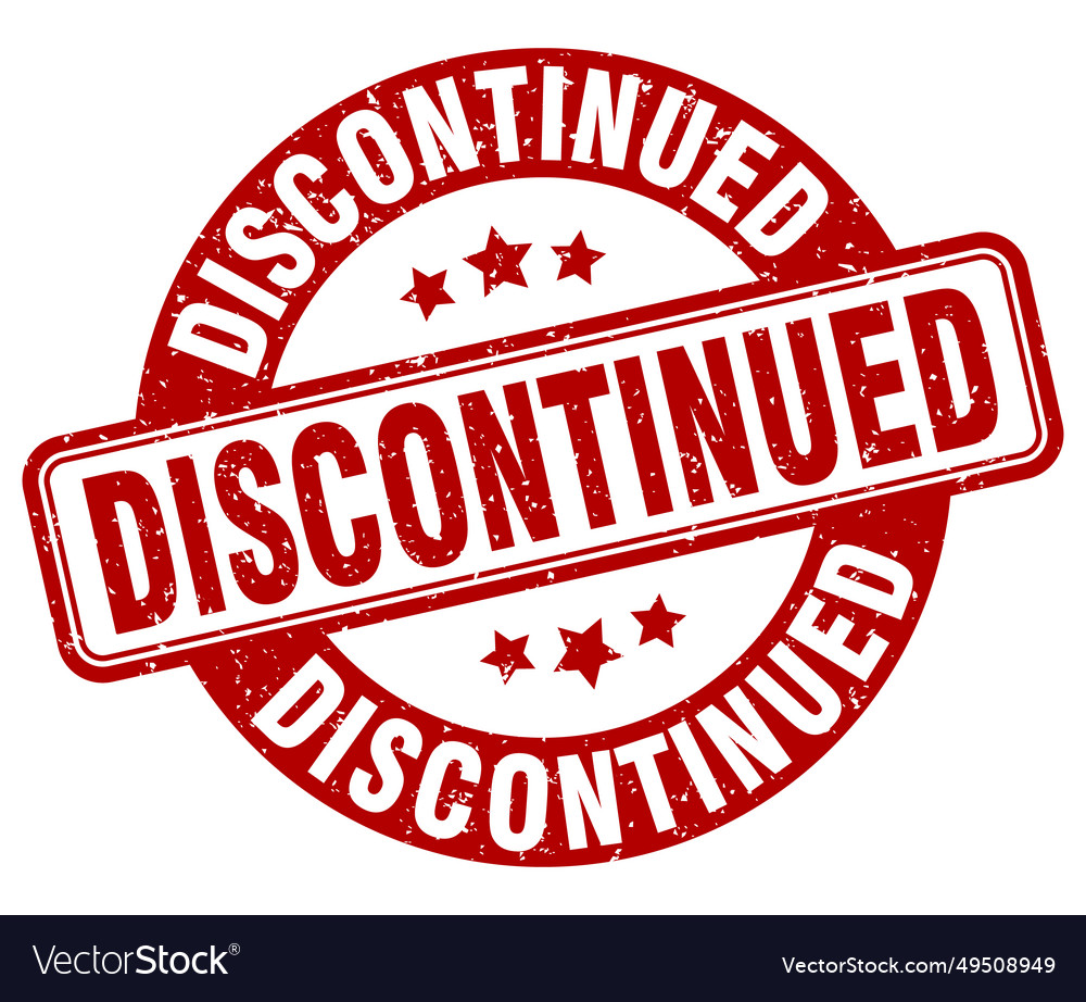 Discontinued stamp label round Royalty Free Vector Image