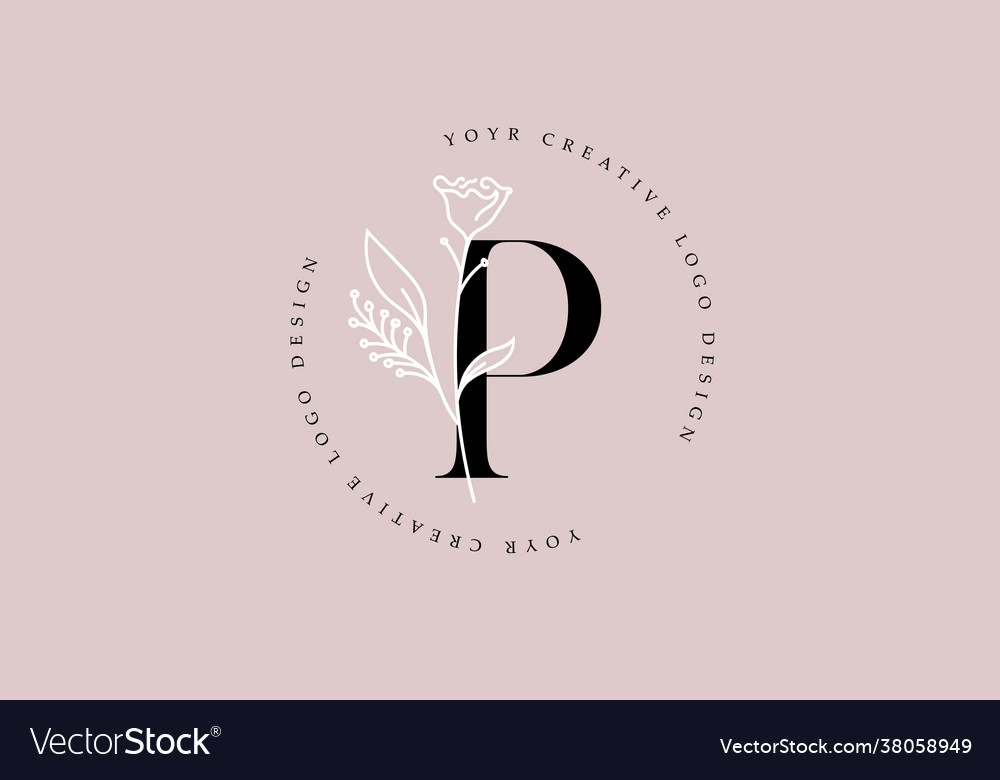 Elegante Blume p Buchstaben Design Logo mit Blumen