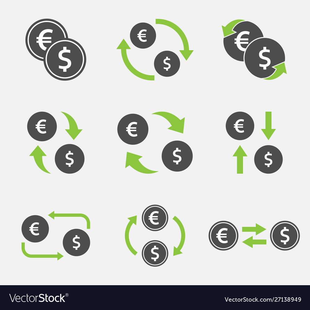 Exchange dollar and euro icon set currency Vector Image